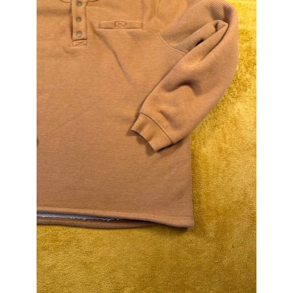 Lee Premium Select Men's Sherpa Lined Thermal Henley Shirt Camel Brown Size L - Picture 14 of 15